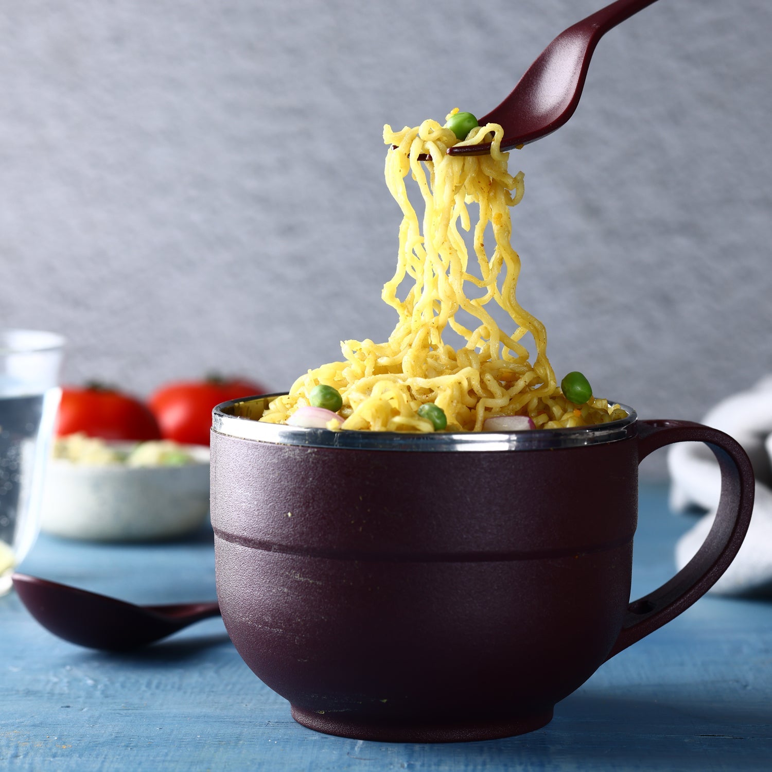 8130 Noodles & Soup Bowl with Spoon and fork Handle Spoon Holder, Stainless Steel Bowl and Spoon Set, Stainless Steel Storage DeoDap 8130 Noodles & Soup Bowl with Spoon and fork Handle Spoon Holder, Stainless Steel Bowl and Spoon Set, Stainless Steel Storage DeoDap